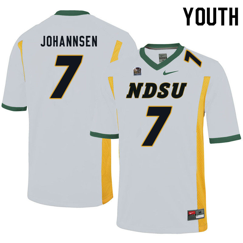 Youth #7 Jayden Johannsen North Dakota State Bison College Football Jerseys Sale-White - Click Image to Close